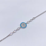 D04 925er Sterling Silber Nazar blau/weiß Damen Armband 19cm + 3cm