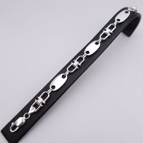 925 Sterling Silber Plattenketten Armband 10mm - 21cm
