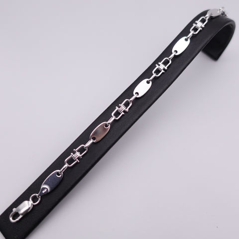 925 Sterling Silber Plattenketten Armband 6mm - 21cm