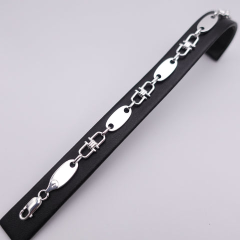 925 Sterling Silber Plattenketten Armband 8mm - 21cm