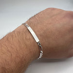 925 Sterling Silber Figaro Panzer Gravur-Armband 5mm