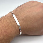 925 Sterling Silber Panzer Gravur-Armband 5mm